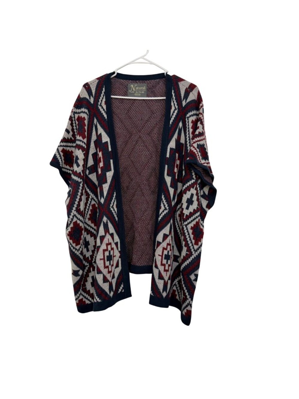 Natural Reflections Southwestern Cardigan Open Front L/XL Acrylic Blend Navy-Red